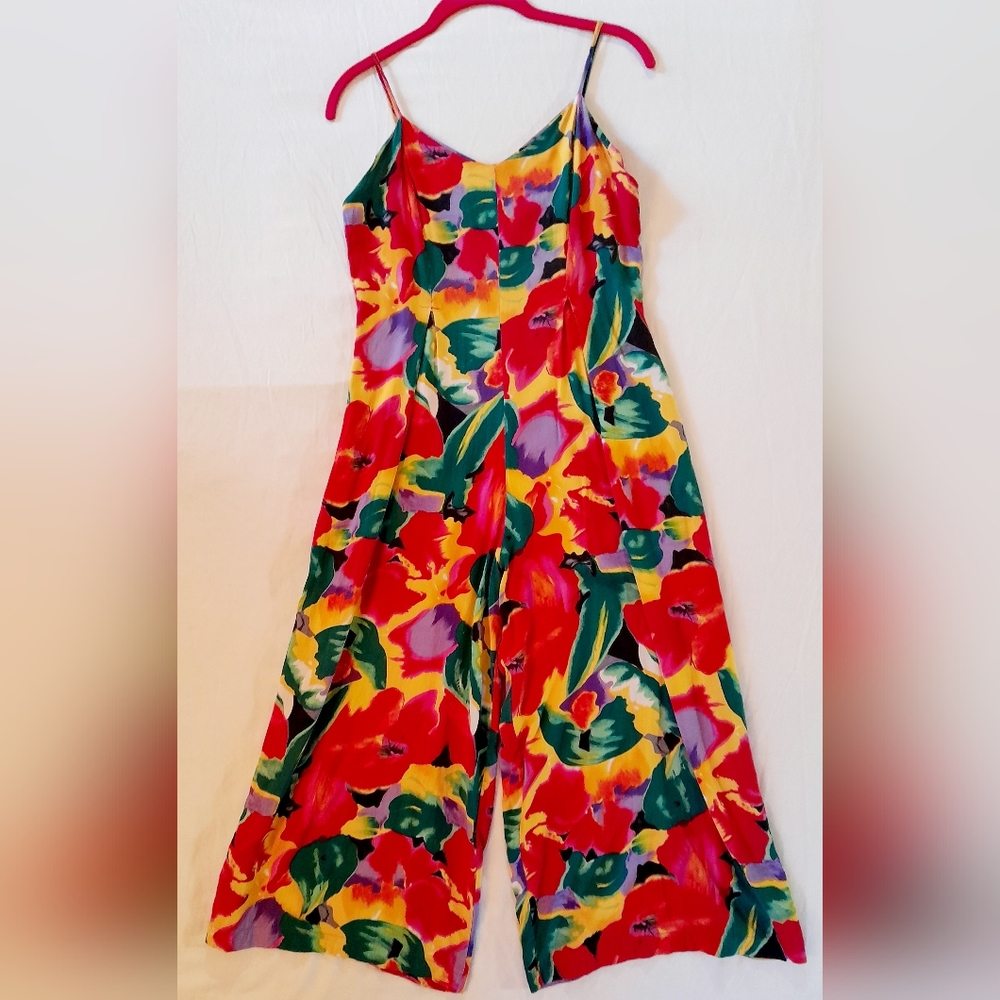 80's /90's Vibrant Poppy Floral Zip back Jumpsuit